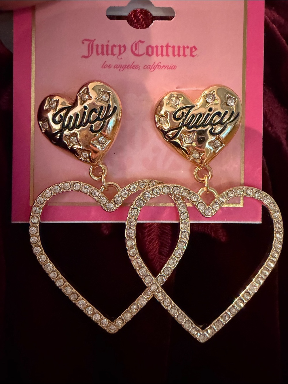 NWT Juicy Couture Crystal Pave Open
Heart Drop Earrings